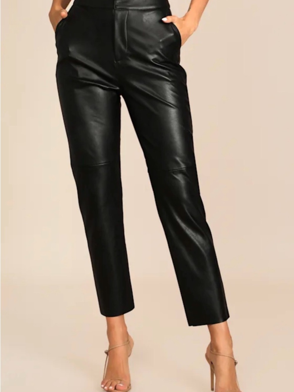 Lulu's Black Faux Leather Cropped Ankle Pants